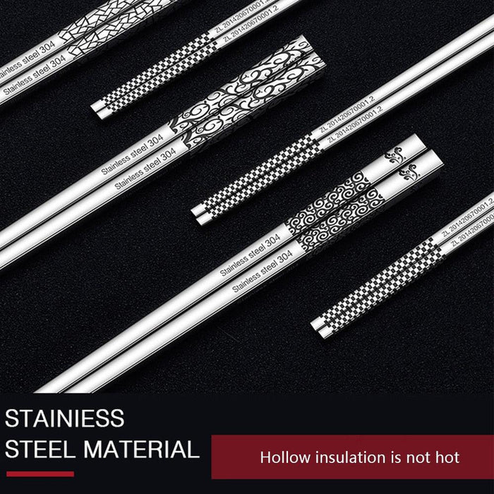Elegant Korean Stainless Steel Chopsticks with Heat-Resistant Handle: 23.5cm Set for Stylish Dining