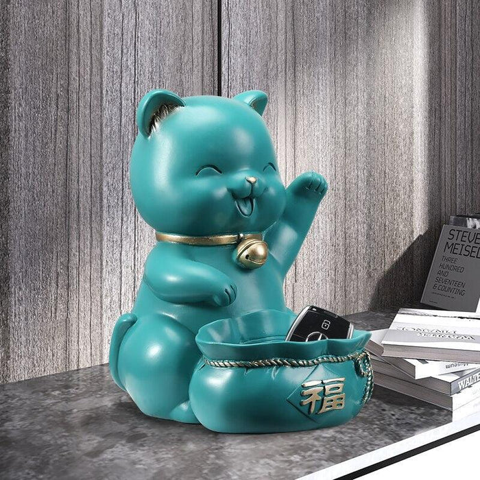 Whimsical Fortune Cat Sculpture for Stylish Home Decor and Key Storage
