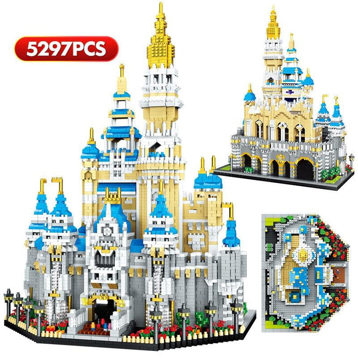 3D Diamond Magic Princess Castle Building Blocks City Mini Architecture Amusement Park Figure Bricks Toys for Children