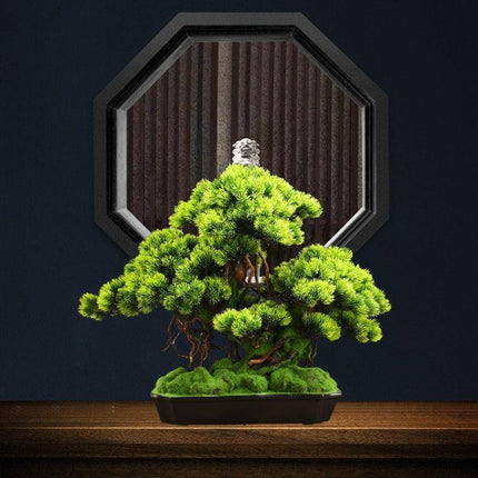 Tranquil Retreat Faux Pine Bonsai - Elegant Zen Decor Element