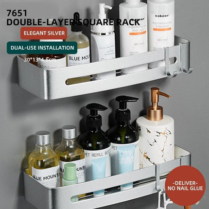 Stylish Wall-Mounted Bathroom Organizer in Premium Space Aluminum: A Luxurious Storage Solution
