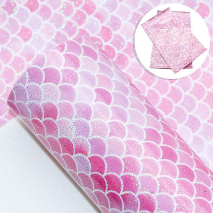 Enchanting Mermaid Scale Laser Etched Faux Leather Crafting Sheet for Creative Projects