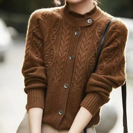 Korean Chic Cashmere High-Neck Sweater Coat for Timeless Elegance