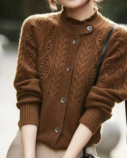 Korean Chic Cashmere High-Neck Sweater Coat for Timeless Elegance