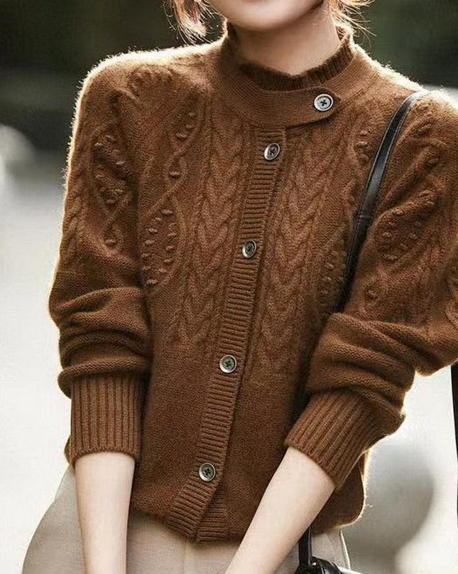 Korean Chic Cashmere High-Neck Sweater Coat for Timeless Elegance