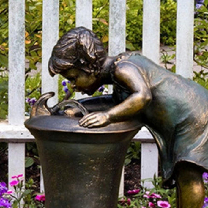 Vintage Kids Resin Garden Fountain Figurine with Timeless Allure