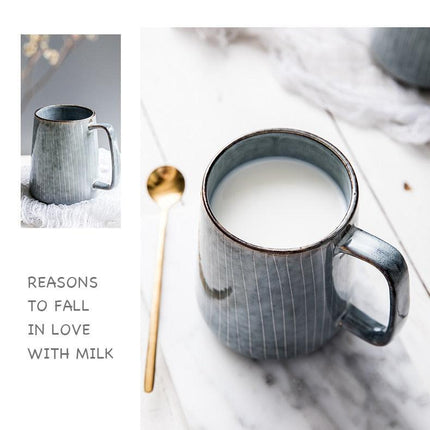 Elegant Vintage Ceramic Tea and Coffee Mug Set with Spoon - Ideal for Beverage Enthusiasts