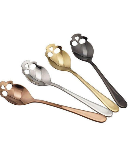 Gothic Elegance: Skull Motif Stainless Steel Spoon Set