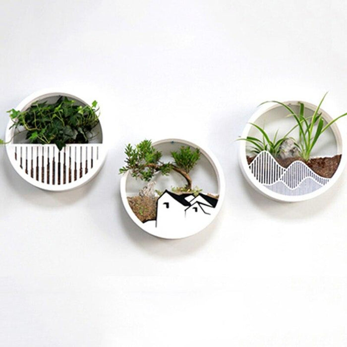 Sleek Acrylic Round Wall Vase with Hanging Plant Holder