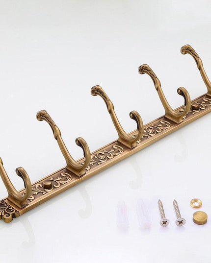 Vintage-Inspired Wall-Mounted Coat Rack with 5 Sturdy Zinc-Alloy Hooks for Stylish Home Organization