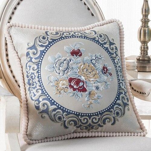 Elegant Beaded Jacquard Pillow Cover - Luxe Home Accent 48x48cm