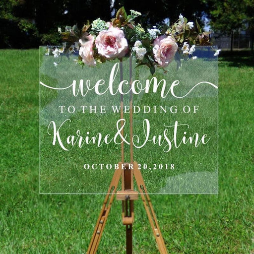 Customized Wedding Welcome Mirror Vinyl Wall Decal with Personalized Names and Date