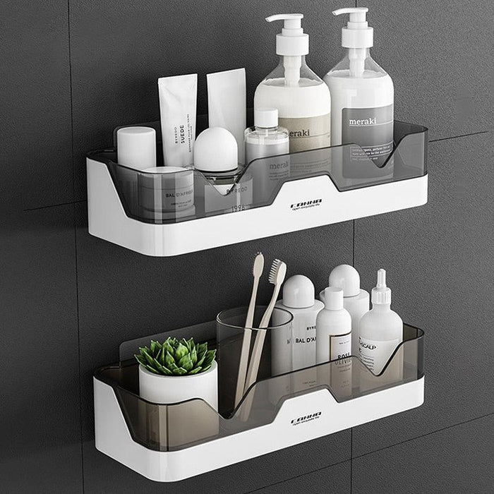 Waterproof Wall-Mounted Plastic Shelf Organizer with Sleek Design
