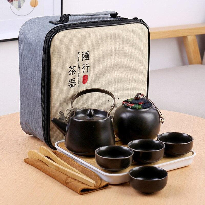 Elegant Ceramic and Metal Tea Ceremony Set with Artistic Tea Tray - Exquisite Tea Ceremony Set for Tea Enthusiasts