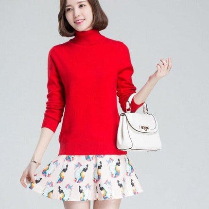 Sophisticated Winter Charm: Premium Cashmere & Wool Turtleneck Pullover for Women | Elegant Knit Sweater