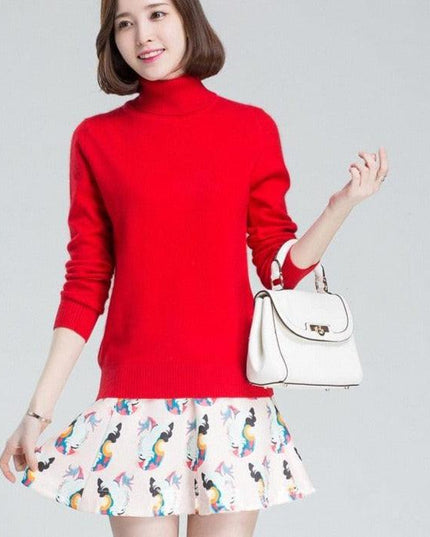 Sophisticated Winter Charm: Premium Cashmere & Wool Turtleneck Pullover for Women | Elegant Knit Sweater