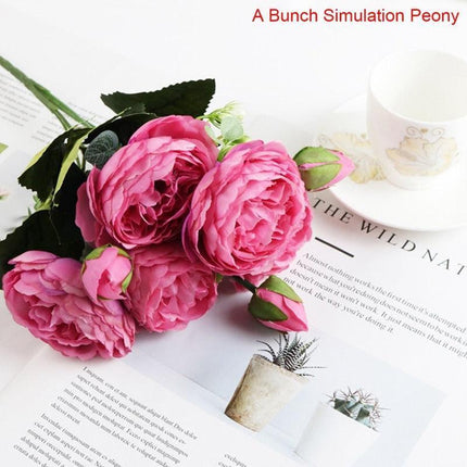 Lifelike Faux Peony Bouquet - 30cm, 7 Vibrant Colors