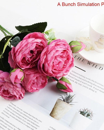 Lifelike Faux Peony Bouquet - 30cm, 7 Vibrant Colors