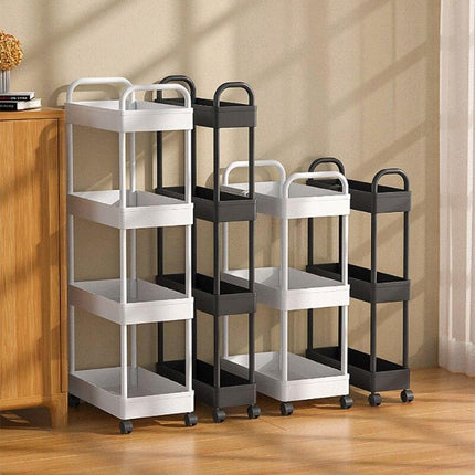 Sleek Mobile Rolling Storage Cart with Innovative Millive Wheel Design - Smart Shelving Solution