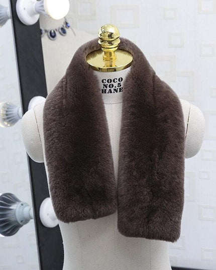 Exquisite Rex Rabbit Fur and Leather Korean Winter Wrap
