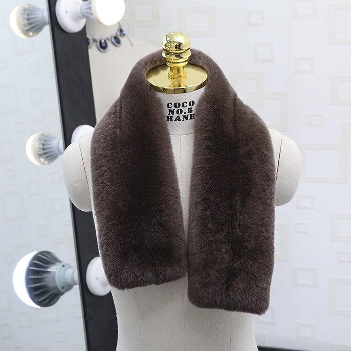 Exquisite Rex Rabbit Fur and Leather Korean Winter Wrap