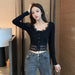 Elegant Knitted Sweater with O Neck and Long Sleeves