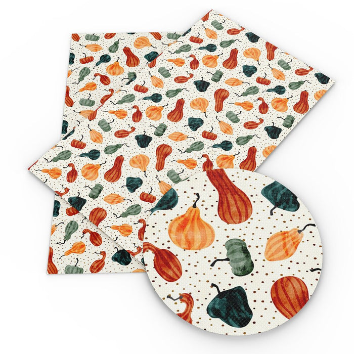 Thanksgiving Day Leaf Print Vinyl Leatherette Craft Fabric Sheet