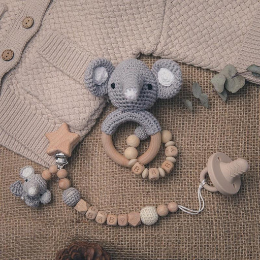 Baby Teether Wooden Rattles - Montessori Stroller Toy Bundle