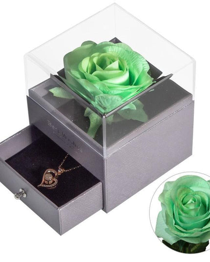 Timeless Elegance: Preserved Rose Jewelry Box Gift Set with Complimentary Necklace