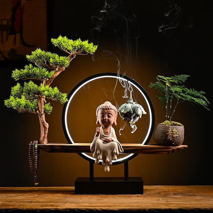 Serenity Buddha Backflow Incense Fountain - Peaceful Home Retreat Kit