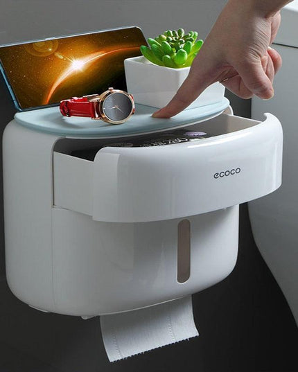 Bathroom Organizer with Phone Holder and Quick-Change Toilet Paper Feature