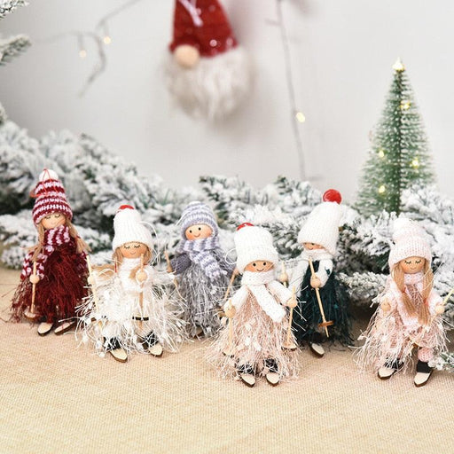 Skiing Angel Doll Ornaments - Handcrafted Christmas Ski Dolls for Holiday Cheer