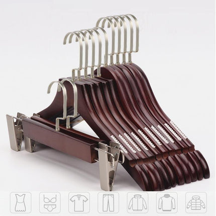 Elegant Wardrobe Enhancement: 10-Piece Premium Solid Wood Hanger Set