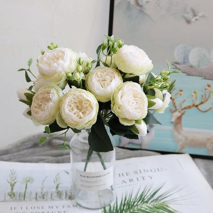 Lifelike Faux Peony Bouquet - 30cm, 7 Vibrant Colors