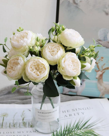 Lifelike Faux Peony Bouquet - 30cm, 7 Vibrant Colors