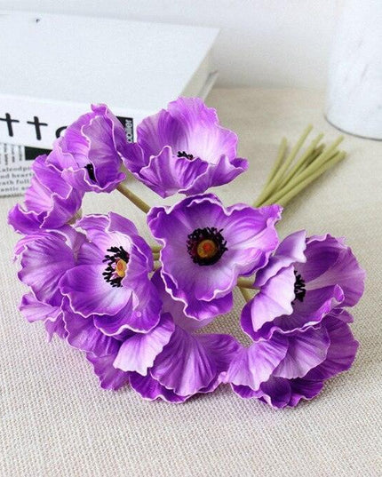 Elegant 10-Piece Premium PU Poppy Floral Arrangement - Transform Your Space with Stunning Decor