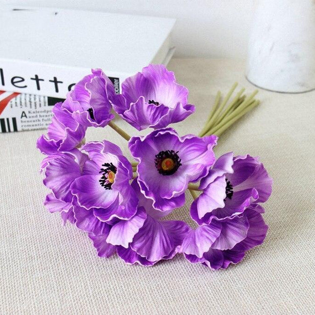 Elegant 10-Piece Premium PU Poppy Floral Arrangement - Transform Your Space with Stunning Decor