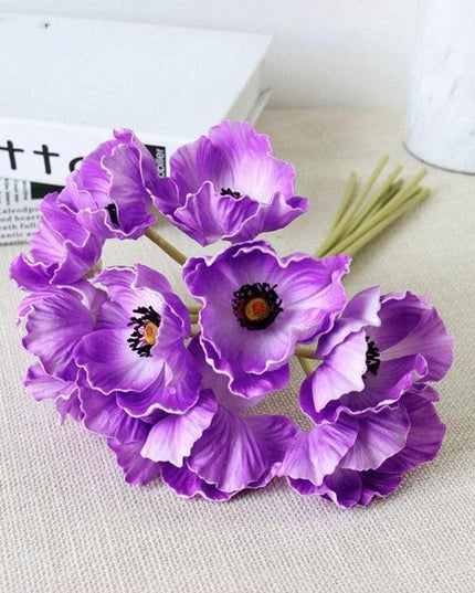 Sophisticated PU Poppy Floral Set - 10 Lifelike Arrangements