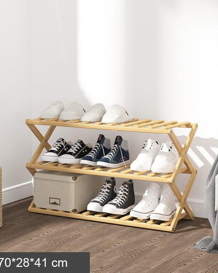 Elegant Bamboo Footwear Display and Storage Rack