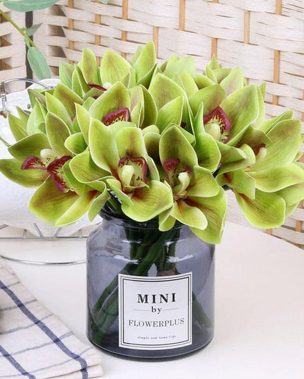 Realistic 6-Piece Butterfly Orchid Artificial Flower Arrangement Set