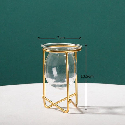 Scandinavian-Inspired Glass Vase Set with Chic Metal Stand