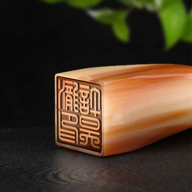 Customizable Ox Horn Keychain Seal - Personalized Name Stamp for Distinctive Style