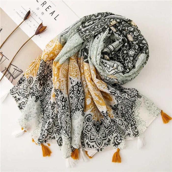 Luxurious Blue Porcelain Cashmere Blend Shawl - The Perfect Accessory for Any Occasion