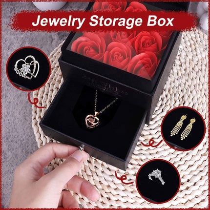 Forever Yours Gift Collection: Preserved Rose with Heartfelt Necklace - Handmade Romantic Treasure for Her