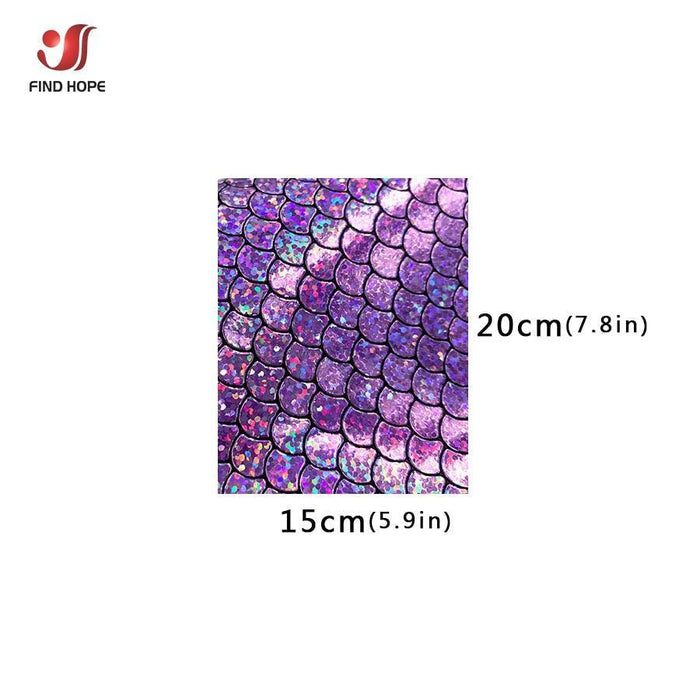Enchanted Holographic Mermaid Scale PU Faux Leather for Creative DIY Crafts