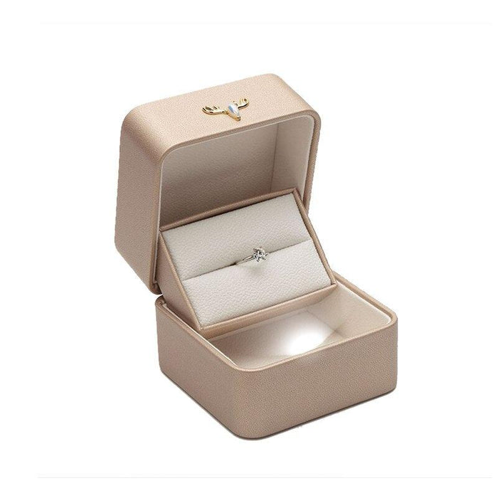 LED Illuminated Ring Presentation Box with Customizable Colors | Deluxe Jewelry Showcase Stand
