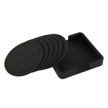 Chic Black Silicone Coaster Collection: Elegant Protector for Beverages in Homes and Cafés