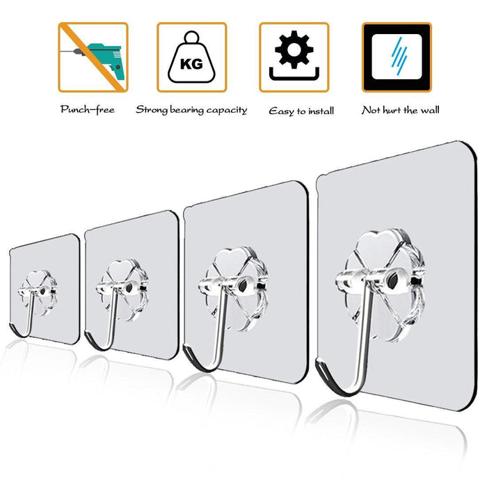 Heavy-Duty Clear Adhesive Hook Set - The Ultimate Home Organization Solution