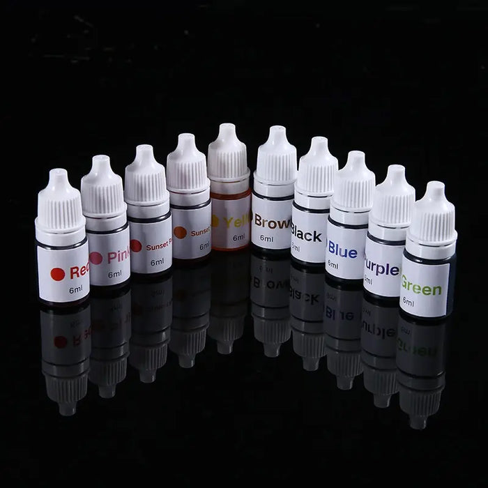 Vibrant 10-Piece Liquid Soap DYE Pigment Kit for Artisanal Soap and Bath Creations - 6ml/bottle