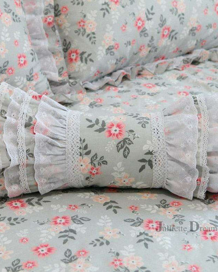 Charming European Lace Lumbar Pillow with Regal Ruffle Design